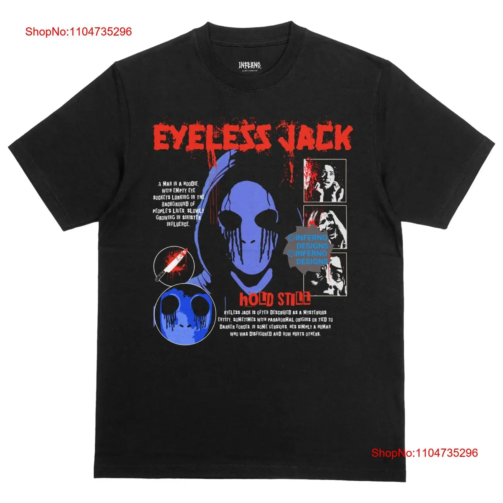 Eyeless Jack T Shirt Creepypasta Horror Goth Y2K Emo vintage Washed Top For Everyday Wear homme Casual designer clothes graphic