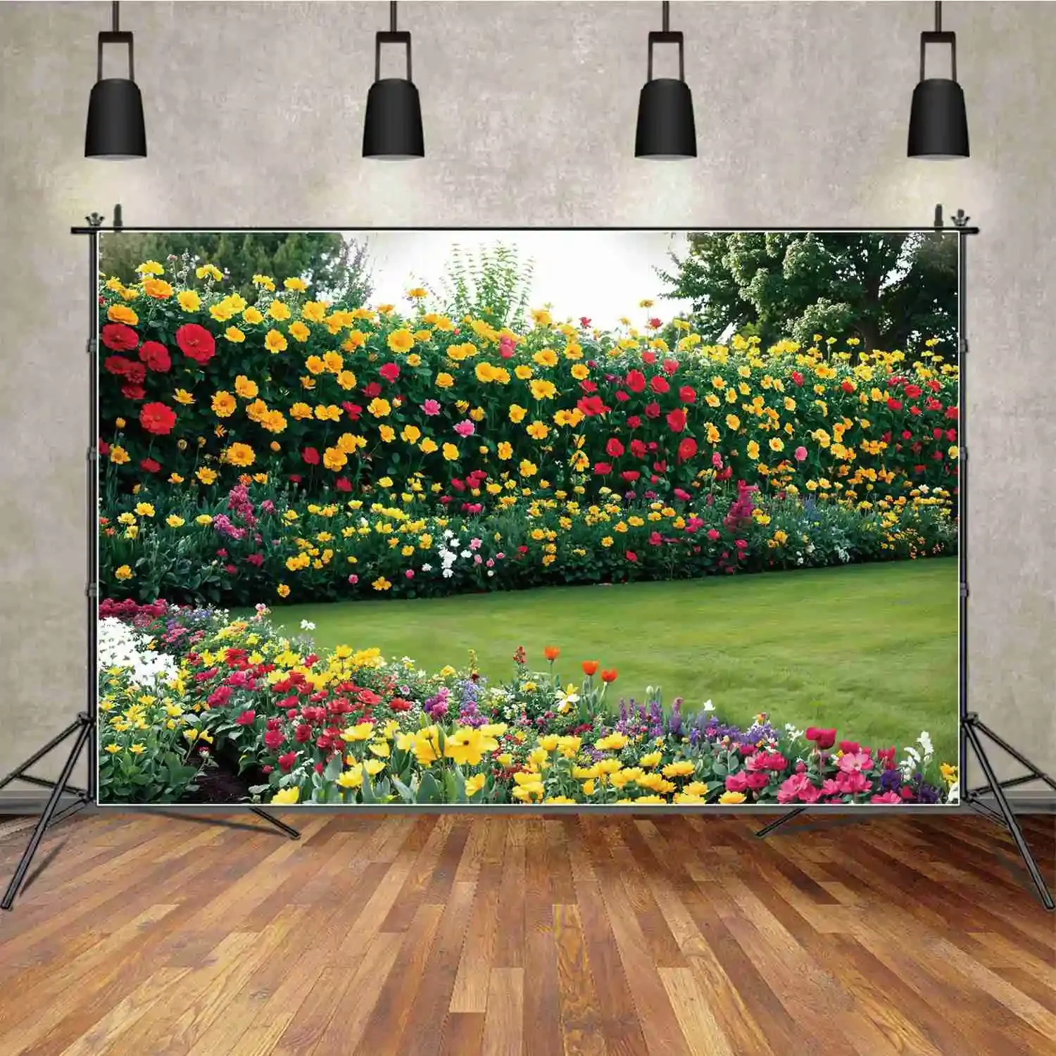 

Blossom Flowers Garden Backdrops Photography Decor Spring Party Green Grassland Personalized Baby Photobooth Photo Background