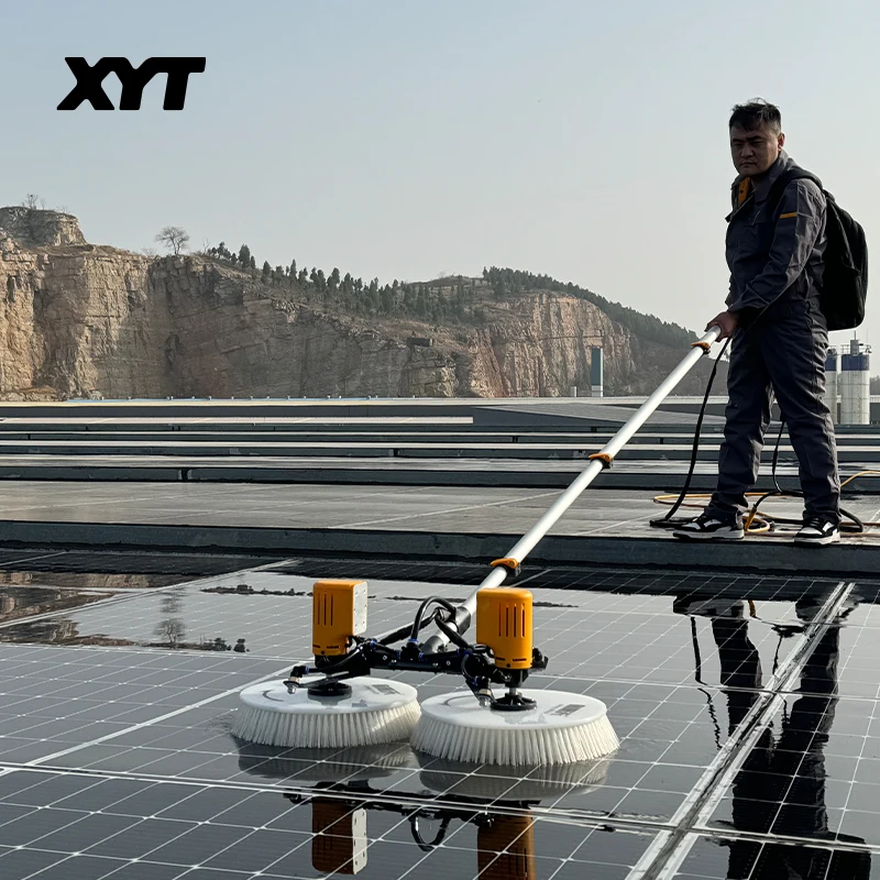 

Электрическая чистящая щетка X43 XYT с двумя насадками, телескопической ручкой и мягкой щеткой для очистки солнечных панелей.