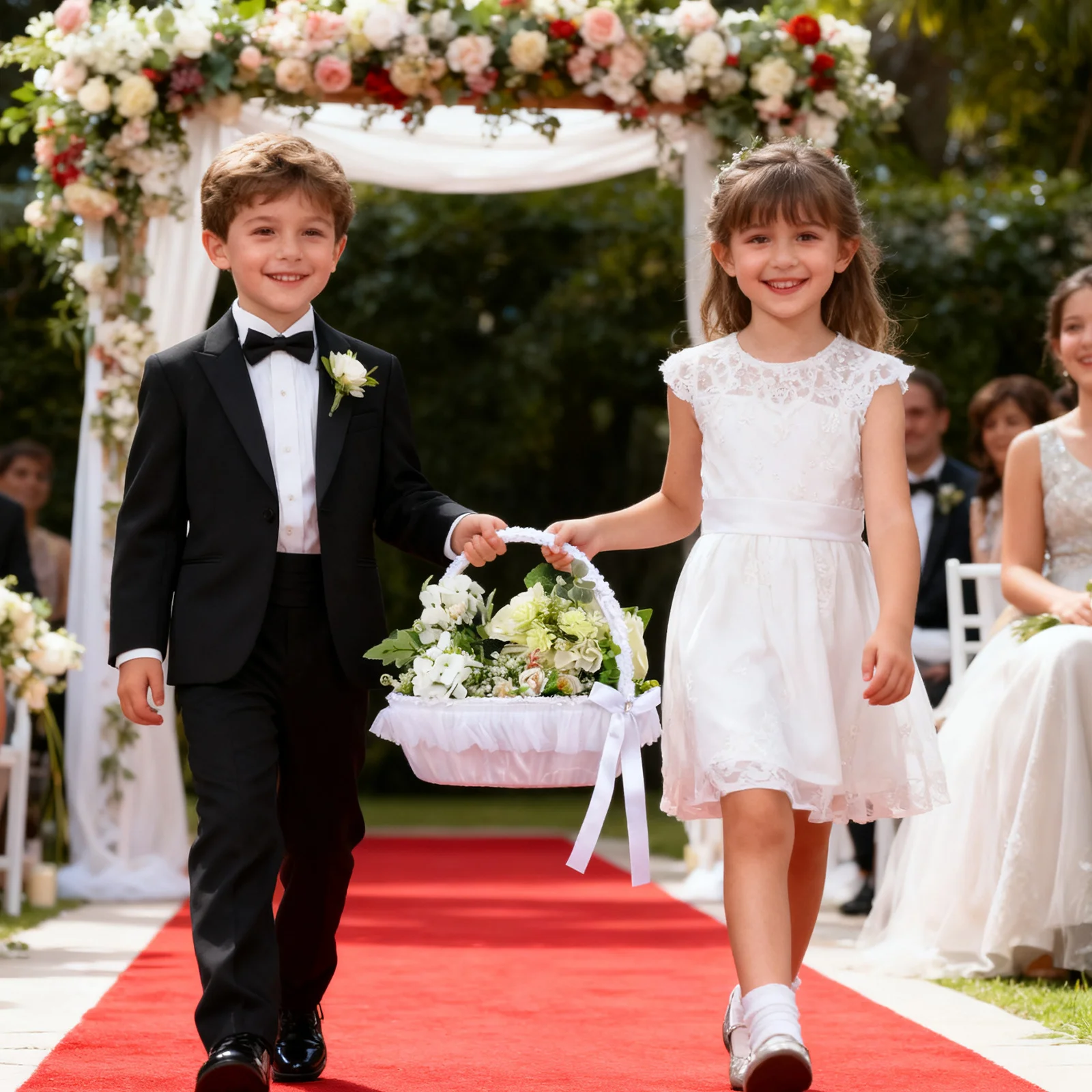 

1Pcs Wedding Lace Flower Basket Hand-Held Flower Girl Basket Romantic Ceremony Decoration Bridal Petal Holder Wedding Baskets