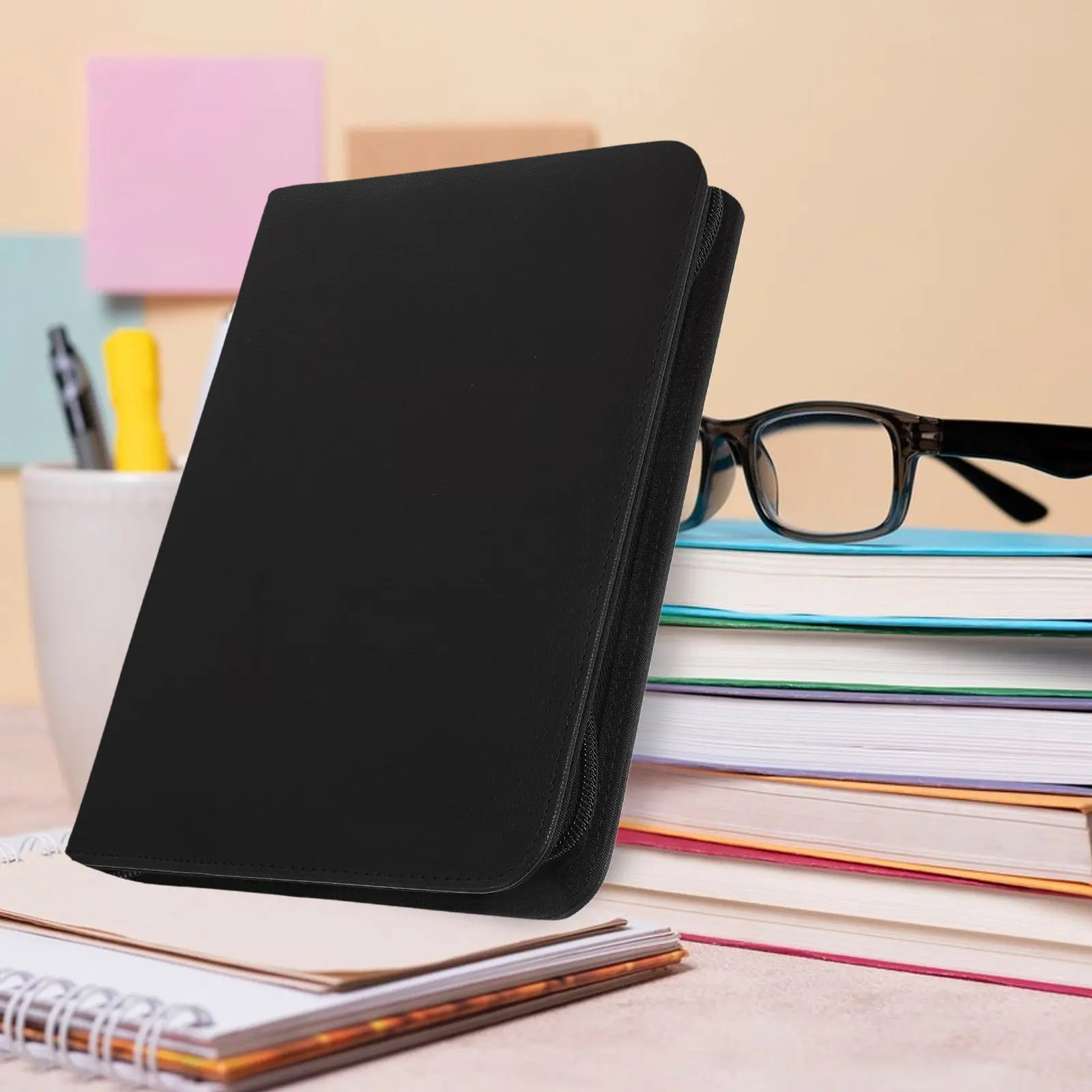 

Zipper Padfolio Binder PU Portfolio Organizer for Business Documents Resume Legal Papers Tablet Accessories Cards Professional