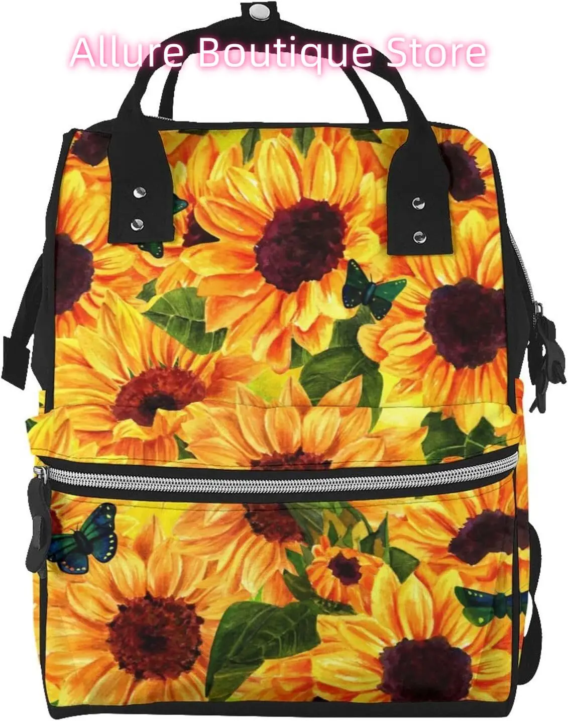 

Summer Sunflower Diaper Bag Backpack for Women Large Capacity Nappy Bag Multifunction Waterproof Mummy Backpacks for Mom Dad Ess