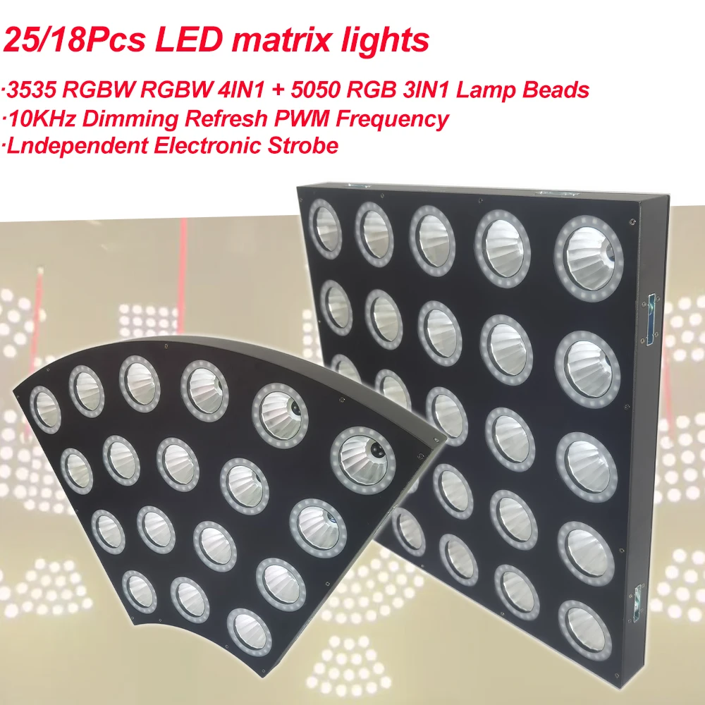 

LED Blinder Matrix 25Pcs/18Pcs*3W RGBW 4IN1 DMX Stage Effect Lights DJ Controller Music Strobe Disco Home Party Concert Ball Hal