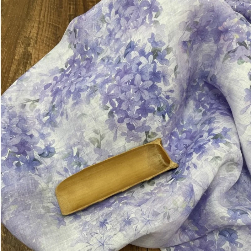 Purple Handmade DIY Ramie Fabric For Summer Breathable Shirt Dress Clothing Cloth Fabric