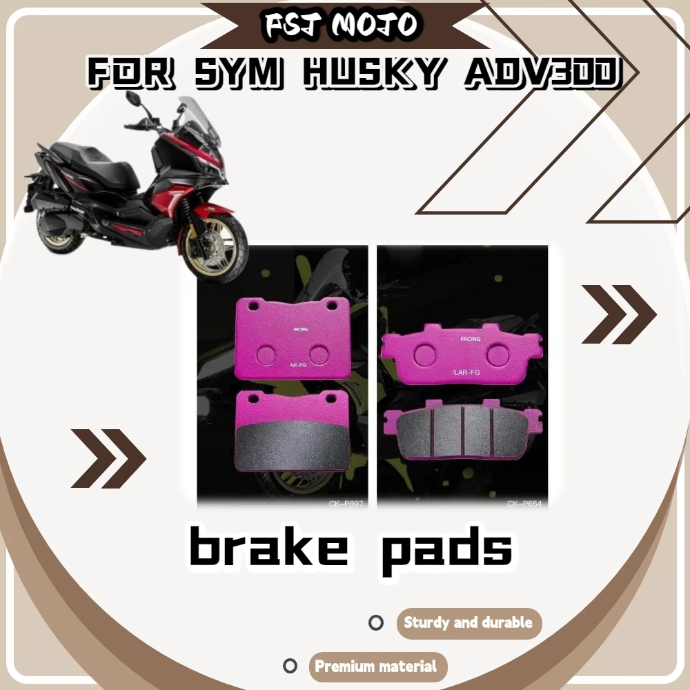 For SYM HUSKY ADV300 Ceramic Brake Pads Short Break-In Balanced Friction Reliable Stopping For Hot Cold Cross-Country Trips