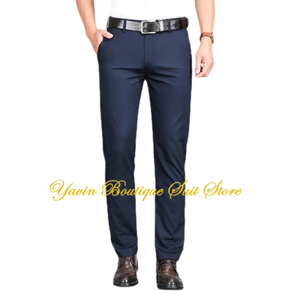 

Men's Slim Fit Suit Pants Business Casual No Ironing Straight Men Suit Trousers