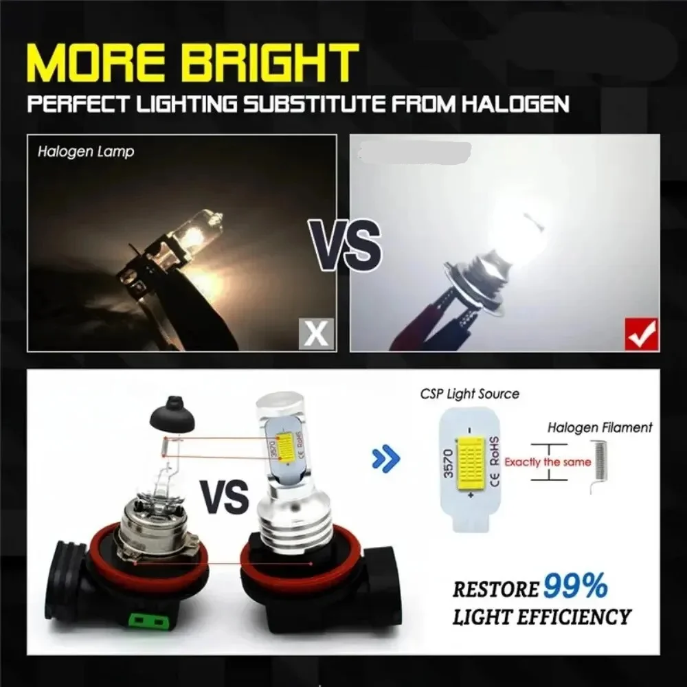 2Pcs H4 LED H7 H8 H11super Bright 3570SMD Car Fog Lights 12V White Driving Day Running Lamp Auto Led H27 880 1157 1156 Bulb