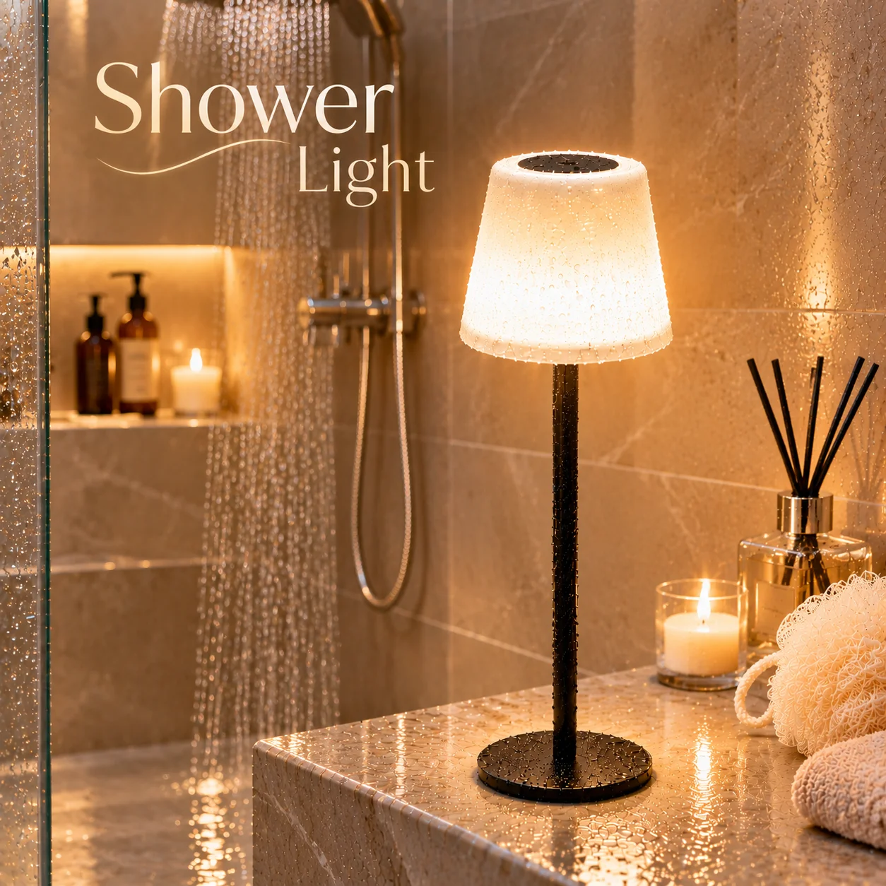 Touchless wireless bathroom lamp, 1800mAh rechargeable lithium battery, with touch control, adjustable 3-color temperature light
