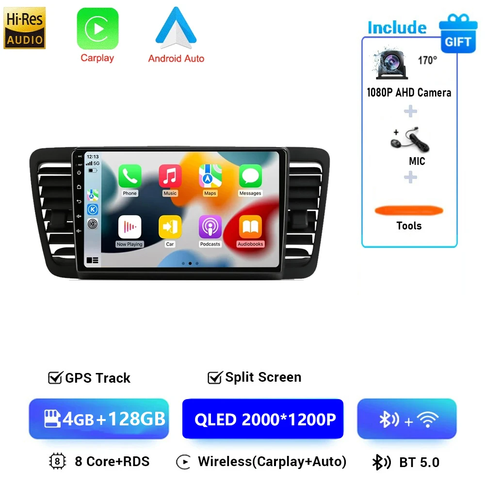 Android 16 Voor Subaru Outback 3 Legacy 4 2003-2009 LHD 2K QLED Android Autoradio Multimedia Video speler GPS Stereo CarPlay 4G