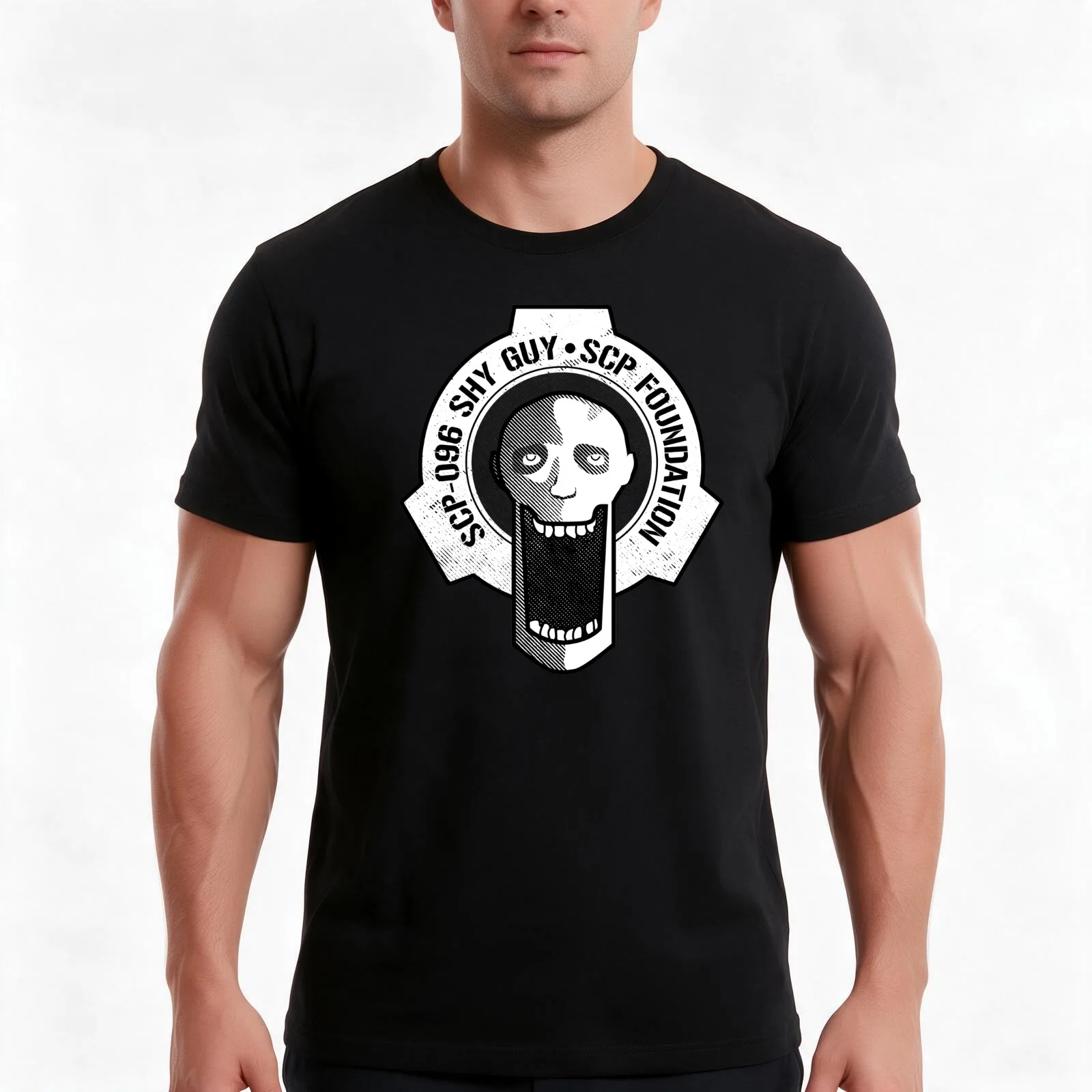 SCP-096 Shy Guy SCP Foundation T-Shirt, Summer Casual Cotton Tee, Oversized Streetwear Tops, Vintage Graphic Print, 100% Cotton