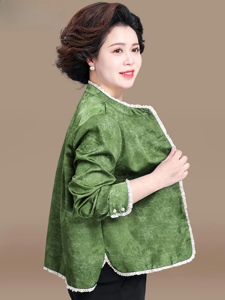 

Весенняя модная верхняя одежда для женщин среднего и старшего возраста: этнический кардиган свободного кроя из смесового полиэстера