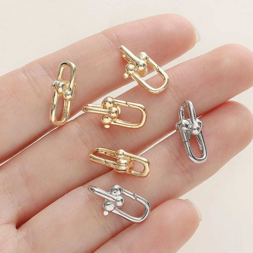 2 개/갑 14/18K 골드 도금 스프링 Clasps DIY 쥬얼리 팔찌에 대 한 황동 U 모양 랍스터 걸쇠 커넥터 액세서리 만들기