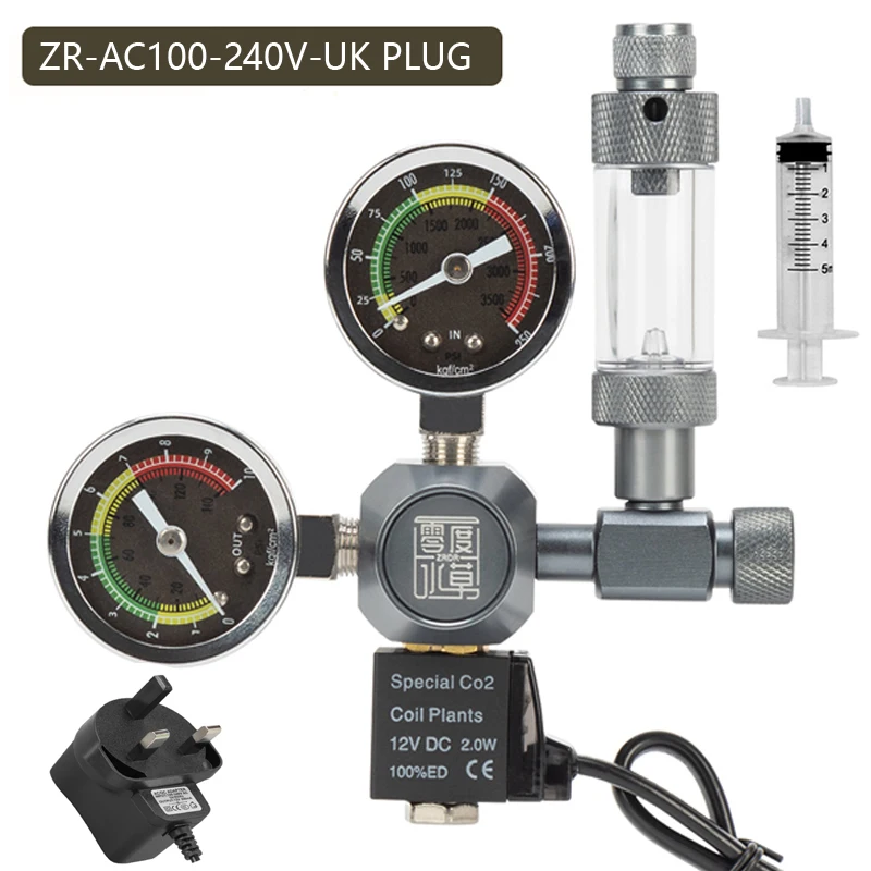 ZRDR aquarium CO2-regelaar solenoïdeklep belletjesteller wordt gebruikt voor CO2-gasflessen visbakken CO2-drukregelklep