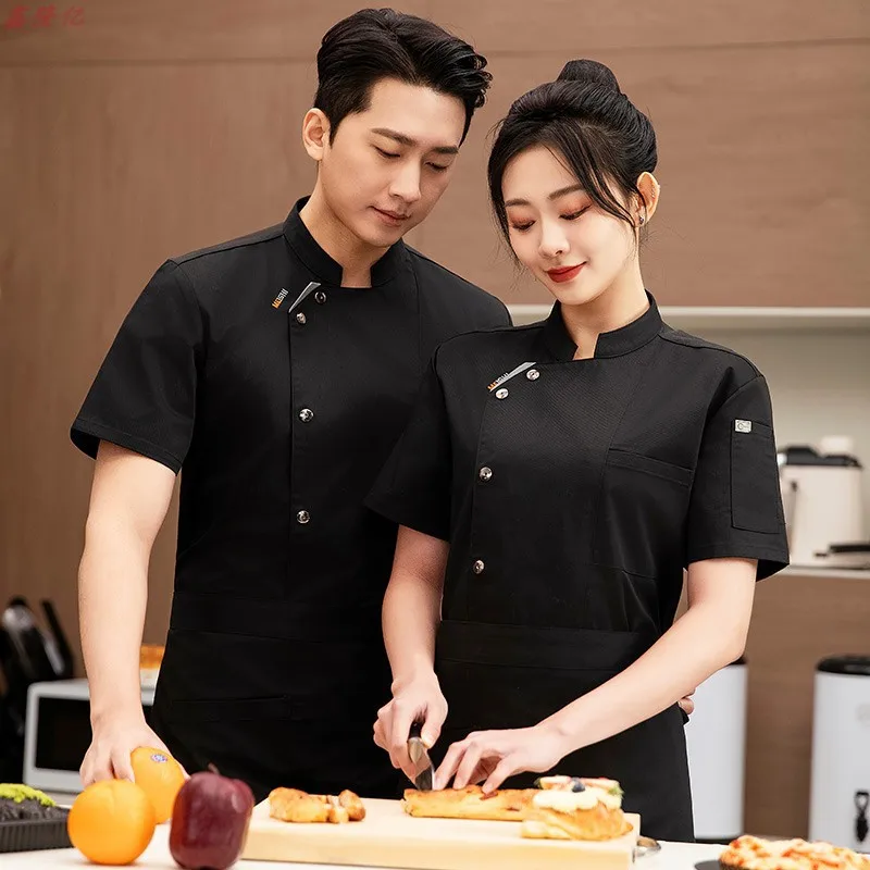 Zomer dun ademend mesh korte mouw chef-kok jas voor catering hotel restaurant kantine gebak bakker werkkleding keukenkleding
