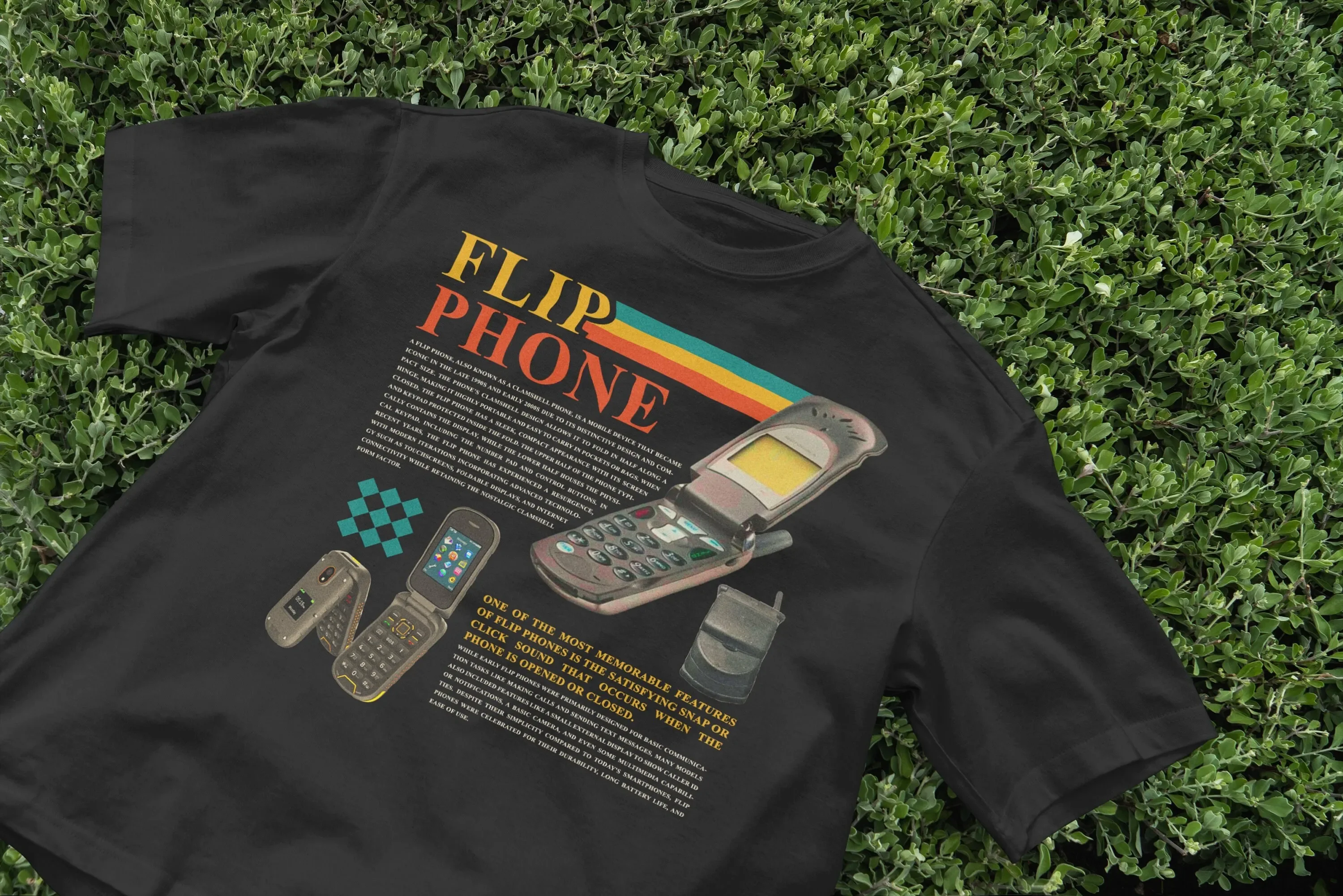 Flip Phone T Shirt Retro cell Y2K Old School desktop 2000s Trendy VHS Vaporwave Vintage