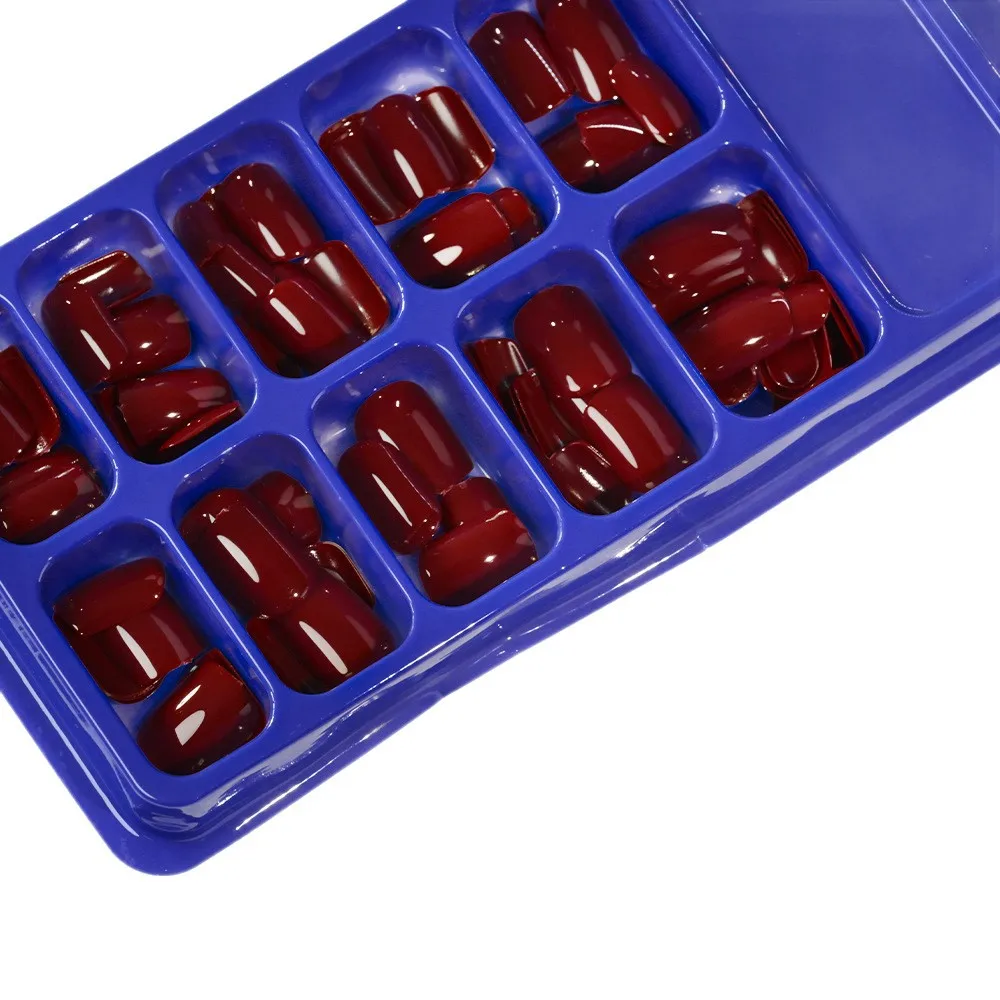 120 Stück weinrote Mandel-Nagelpresse, vollständige Abdeckung, künstliche Nagelspitze, falsche Fingerspitzen für Dating/Party, Frauen, Maniküre-Verlängerungsspitze