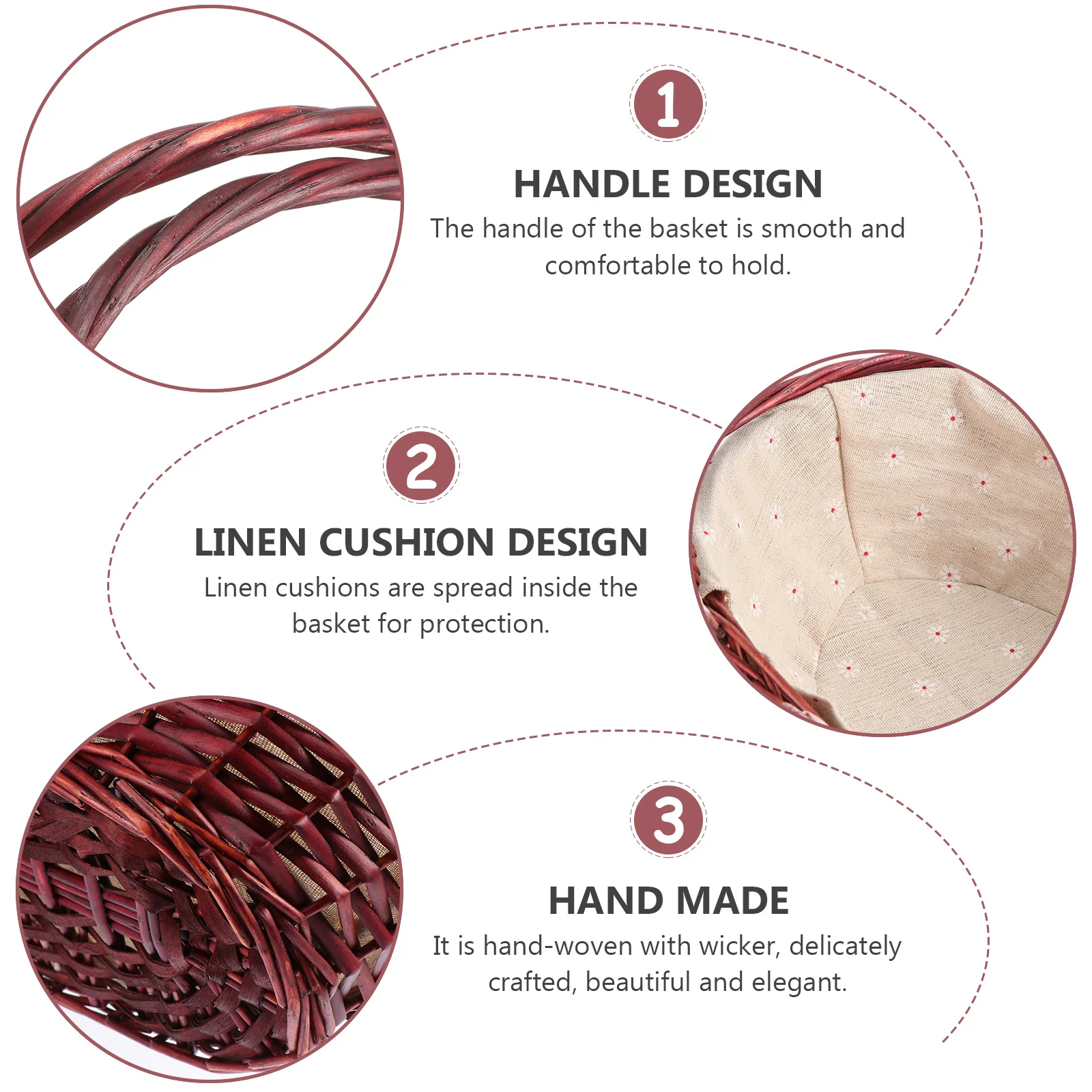 

Wicker Woven Basket Handmade Storage Container For Fruit Vegetable Snacks Organizing Decorative Picnic Tote Home Kitchen Decor