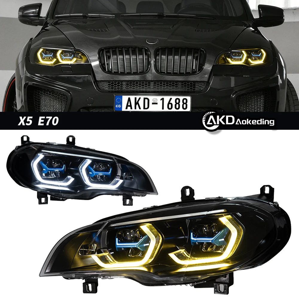 

2 PCS Head Lamp for BMW E70 LED Headlight 2007-2013 Headlights X5 DRL Turn Signal High Beam Angel Eye Projector Lens