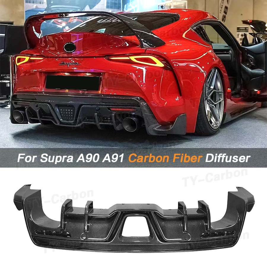 Real Carbon Fiber Rear Bumper Diffuser Lip for Toyota Supra GR MK5 A90 2019+Car Rear Bumper Down Diffuser Lip Spoiler Apron FRP