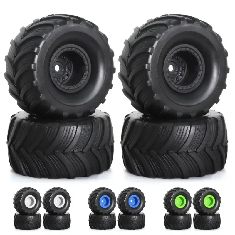 

4pcs Monster Truck Wheel Rim Tires Set For 1/18 TRX4M FMS FCX24 W194 Axial RC Crawler Car Upgrade Parts