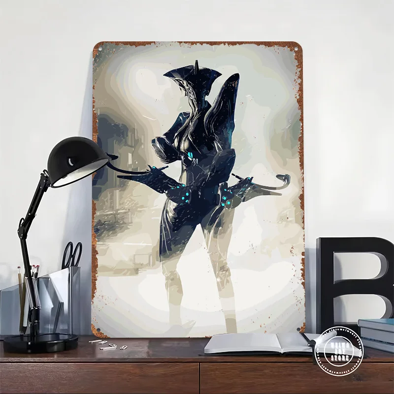 Warframe Tinplate Poster Customized Wall Art Retro Vintage Metal Signs for Fans Gaming Decoration Room Bathroom Decor House Home