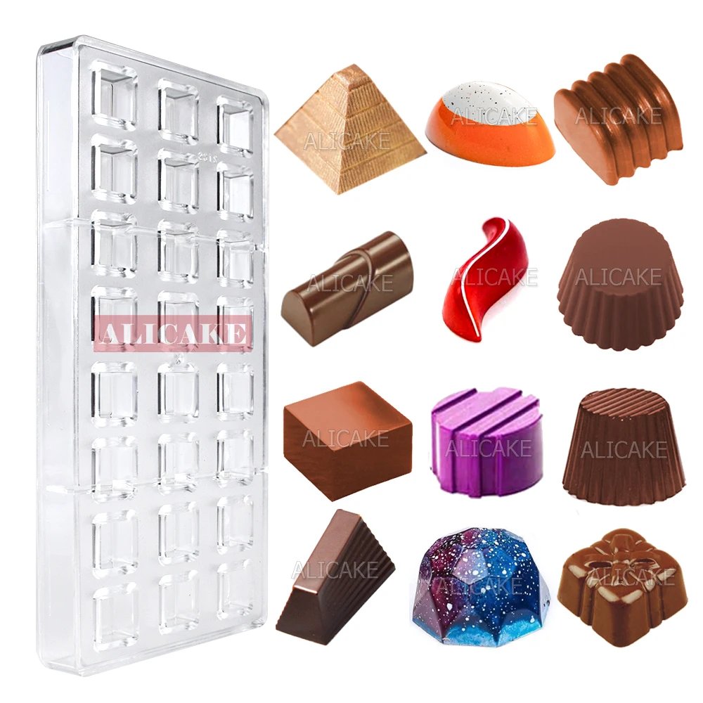 Chocolate Molds Polycarbonate Professional Nuggets Bonbons Confectionery Baking Candy Bar Moulds Pastry Tools Bakery Mold Trays