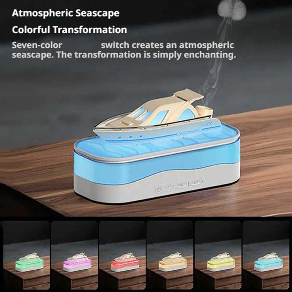 Aroma Diffuser Creative Yacht Shape Air Humidifier 7 Colors LED Light Ultrasonic Humidifier Aroma Diffuser For Bedroom Office