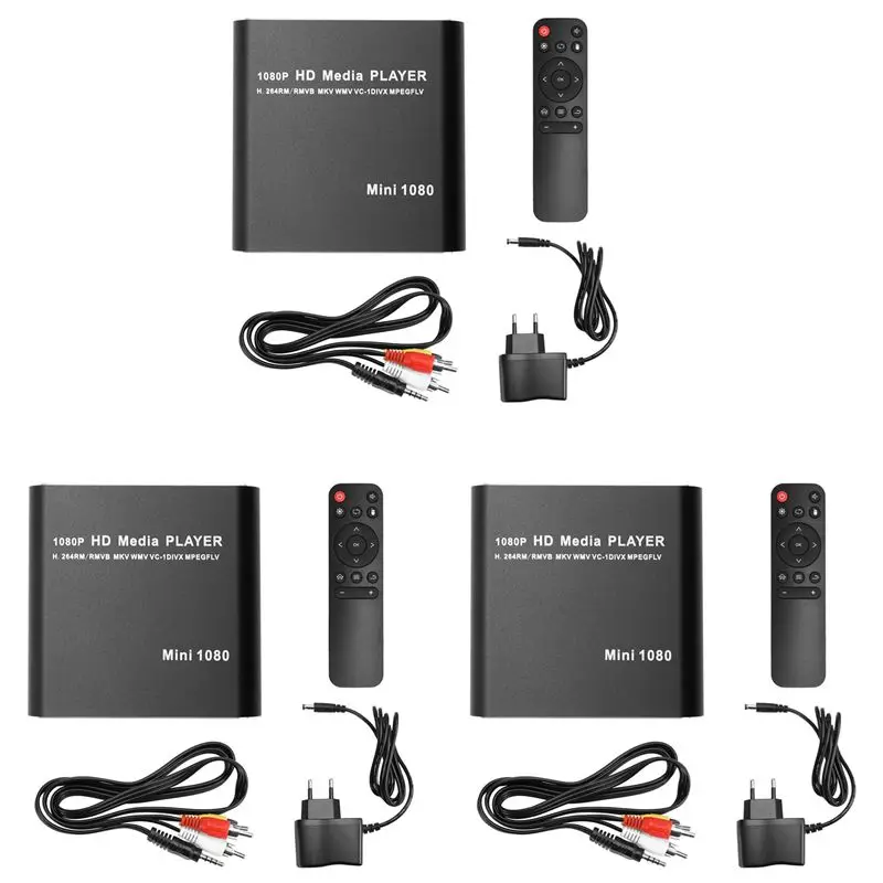

ABKQ-3X MKV H.264 HDD Multimedia Player Full HD 1080P USB Media Player With SD Media TV Box EU PLUG