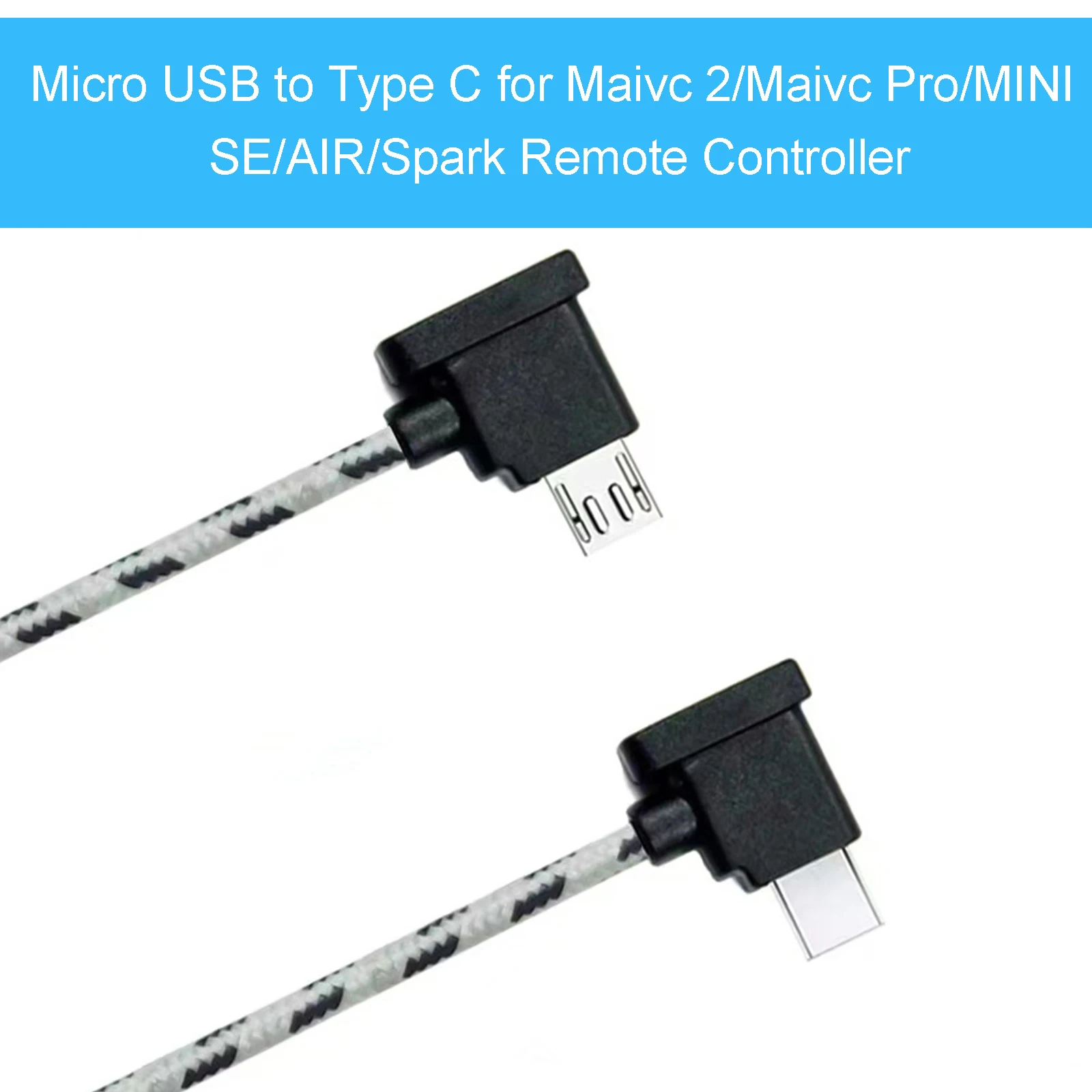 Cable Trenzado de Nailon para Control Remoto de DJI Mavic 2/Ari/SE/Mini/Spark, Control Remoto Android para Conectar el Teléfono