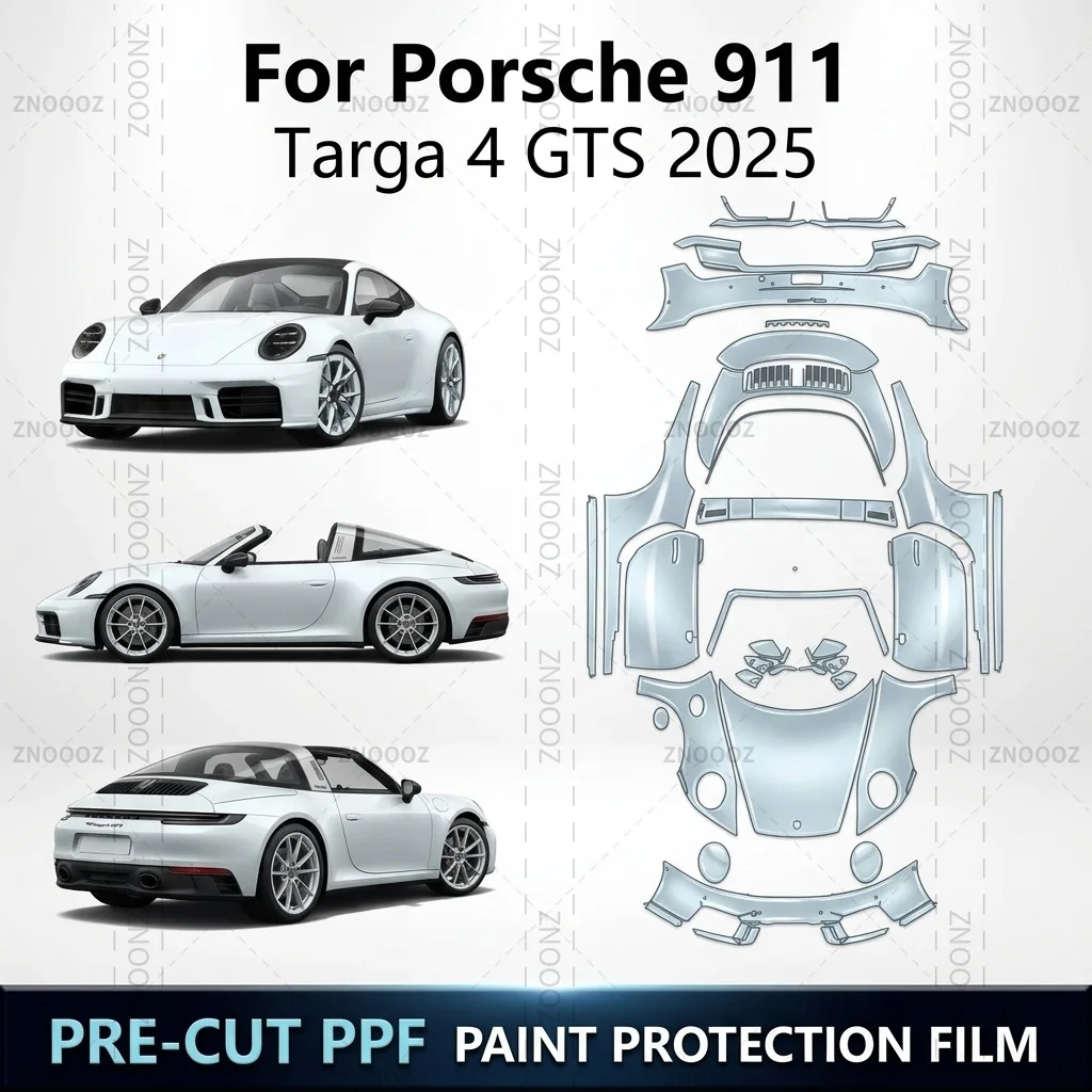 For 2025 Porsche 911 Targa 4 GTS 8.5Mil Precut PPF Paint Protection Film TPU Self Full Vehicle Glossy Clear Matte Black