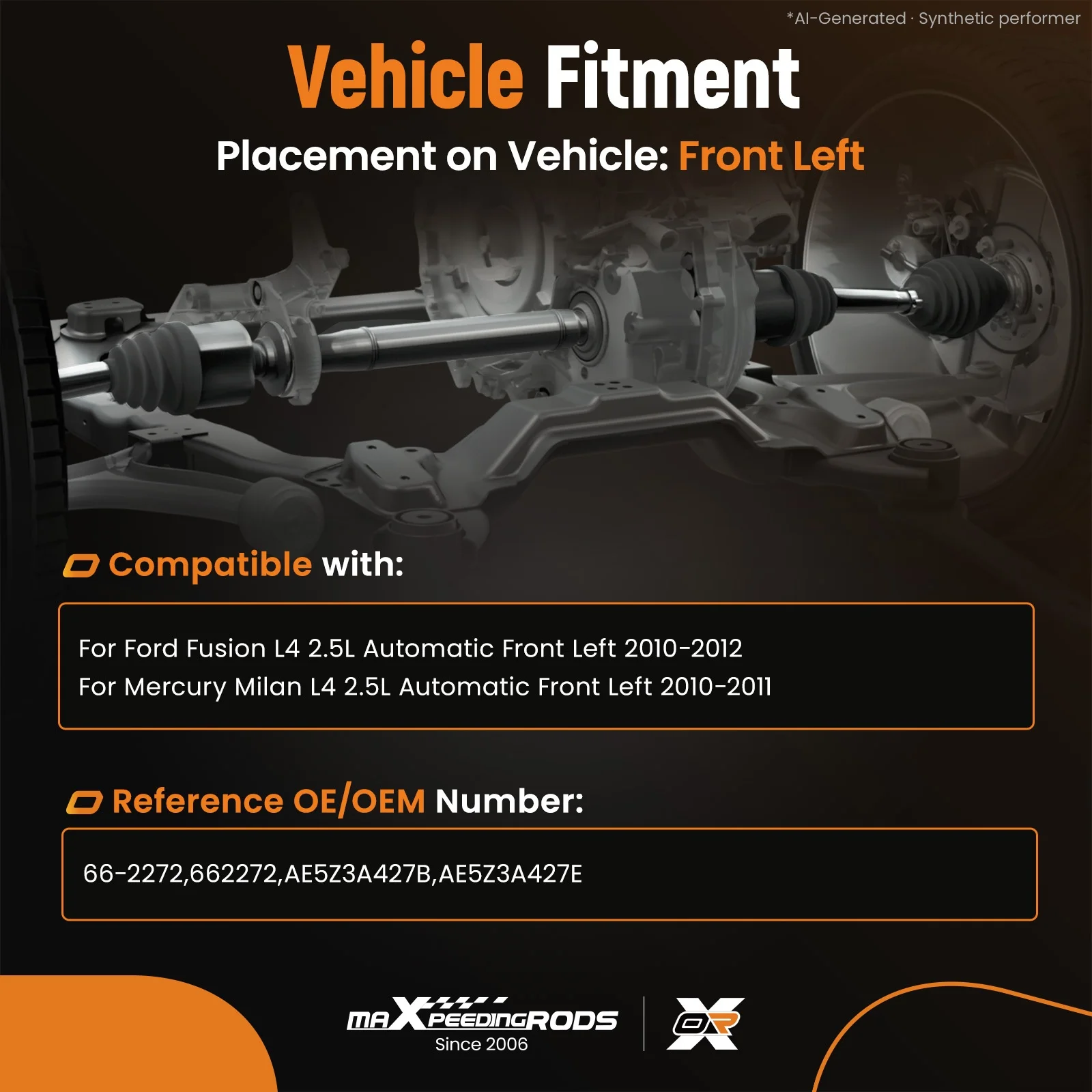Front Left side CV Joint Axle For Ford Fusion 2010-2012 Mercury Milan 2010-2011