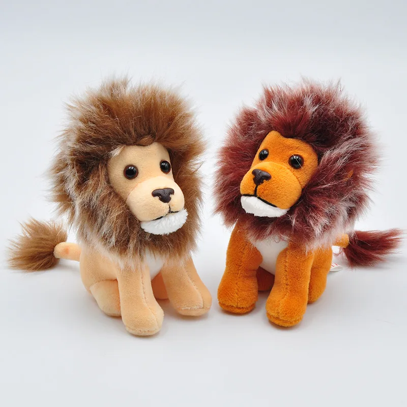 New 10cm Cartoon Simulation Wildlife Long Hair Small Lion Plush Toys Kawaii Soft Stuffed Plush Keychain Pendant Kids Gifts