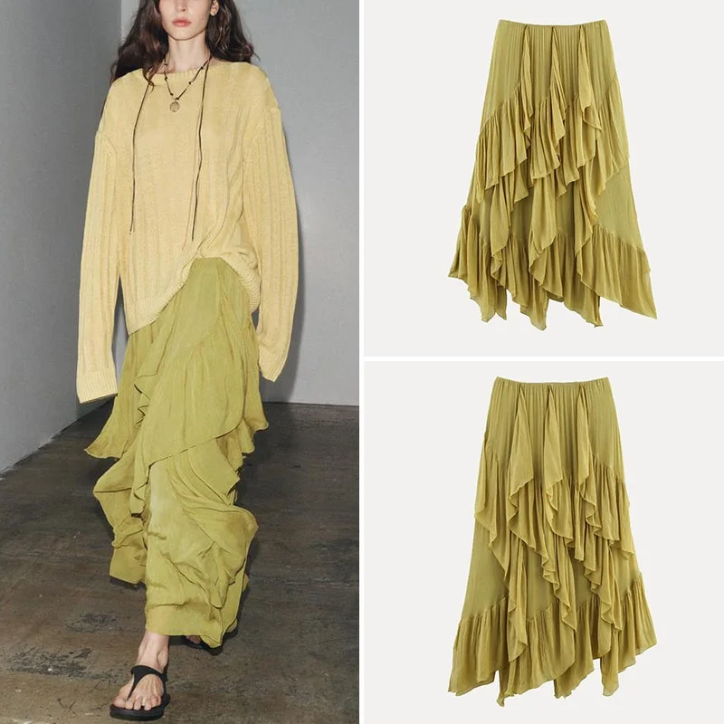 

Z Women's Faion Casual Multi-Layer Decorative Skirt Polyester Fiber Summer New Arrival Ele Women's Skirt