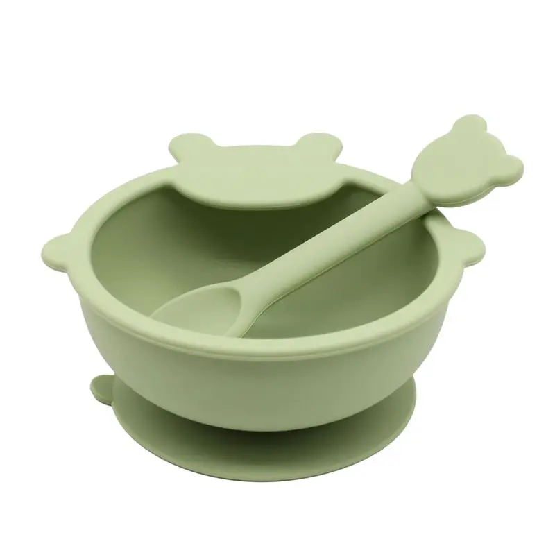 

YSUN-Food Baby Feeding Set With Spoon, Silicone Suction Bowls - First Stage Feed Silicone Plate