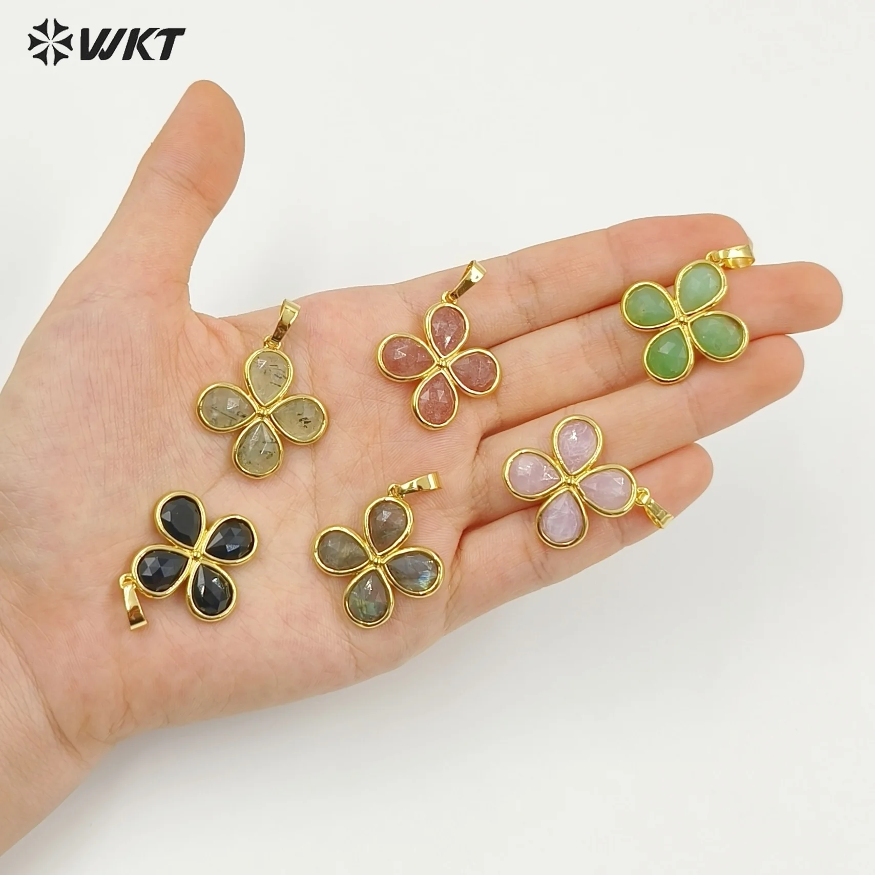 WT-P2031 Light Weight Cute Romantic Gemstone Colorful Pendant With 18K Real Gold Plated For Girls Daily ACC