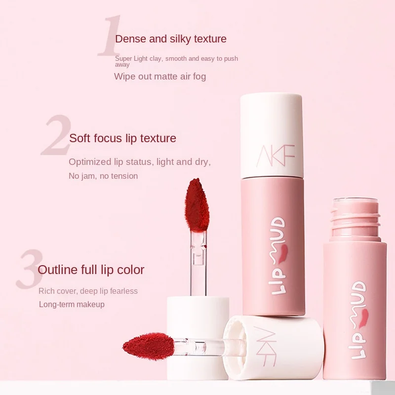 Brilho labial AKF feminino, batom fosco, clareamento e copo antiaderente de longa duração, hidratante, cosméticos coreanos, 28 cores