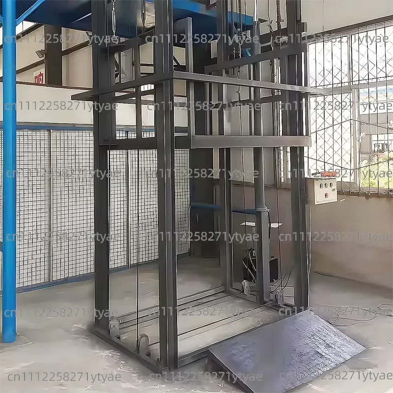 Warehouse Small Electric Hydraulic Freight Lift 250kg Load Vertical Guide Rail Steel Structure Lifting