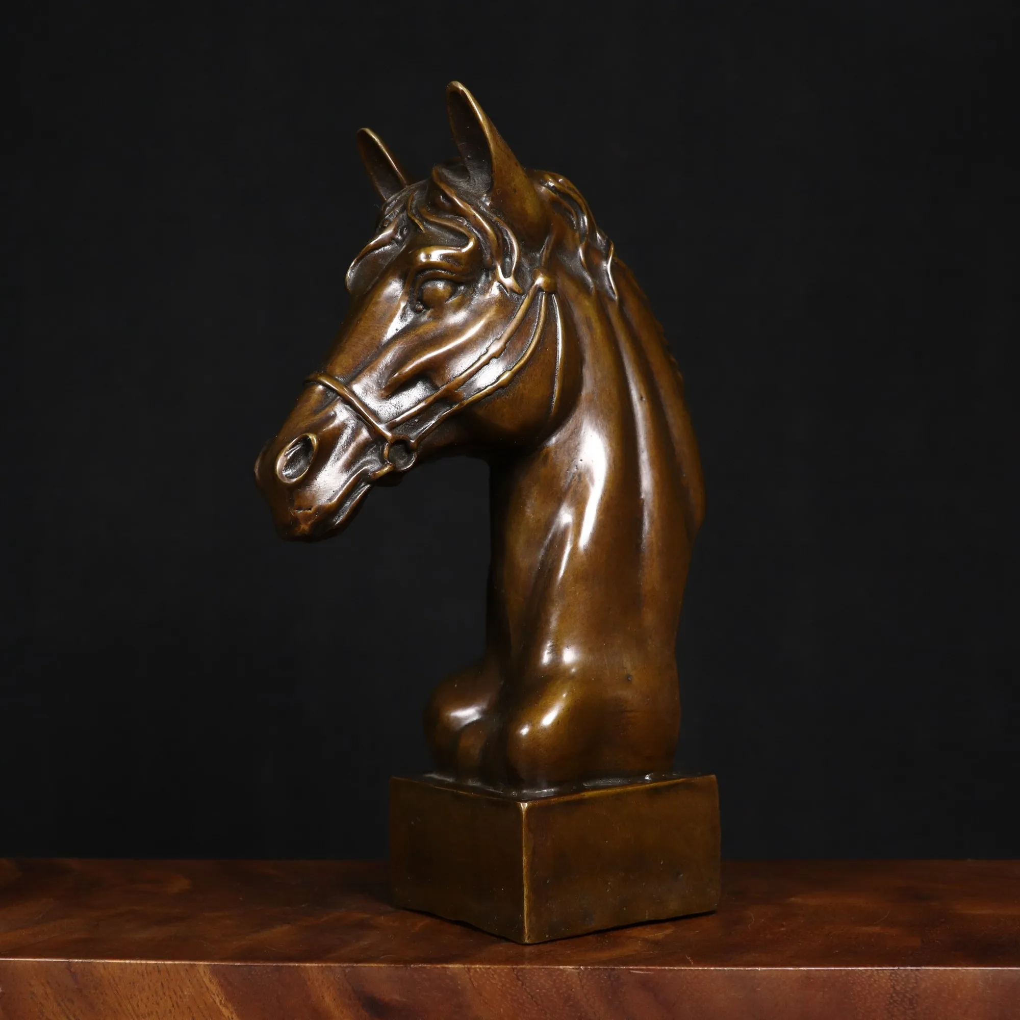 Pure Copper Horse Head Decorative Sculpture - Ideal Gift for Business Opening, Home Decor and Feng Shui Ornament