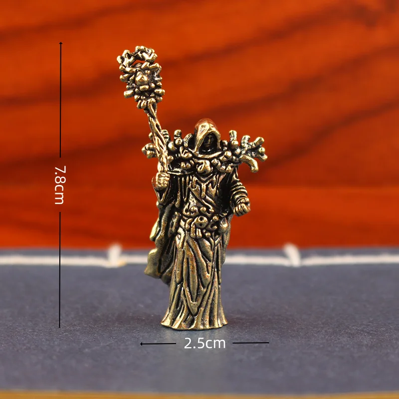 تمثال المعالج النحاسي - تمثال ماجى غامض عتيق لديكور المكتب، عنصر جامعي الخيال، زخرفة فريدة من نوعها للمكتب ورف الكتب #5