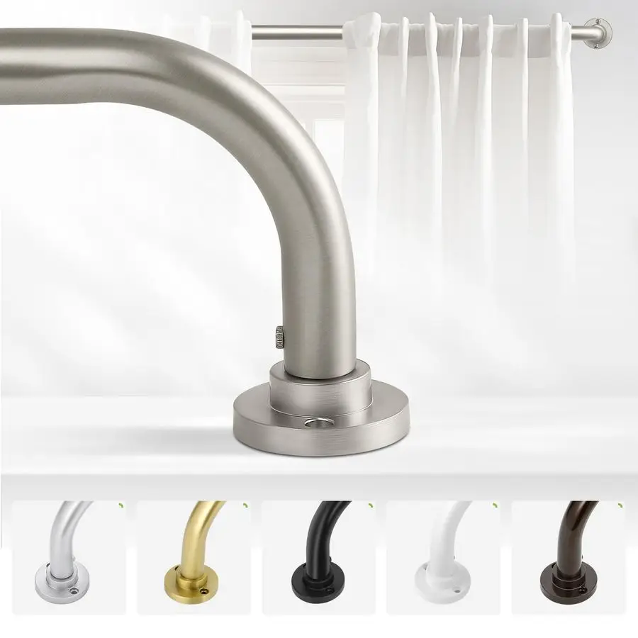 

Nickel Wrap Around Curtain Rods 48 to 90 InBlackout Heavy duty Adjustable Window Curtain Rod for Bedroom,Industrial Darkening Cu