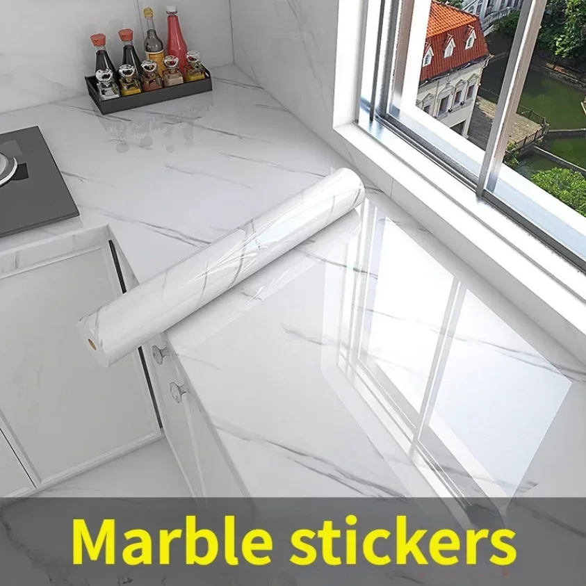 Marble Self Adhesive Waterproof Wallpaper for Countertops Kitchen High Temperature Resistance Mould-Proof Oil proof Stickers