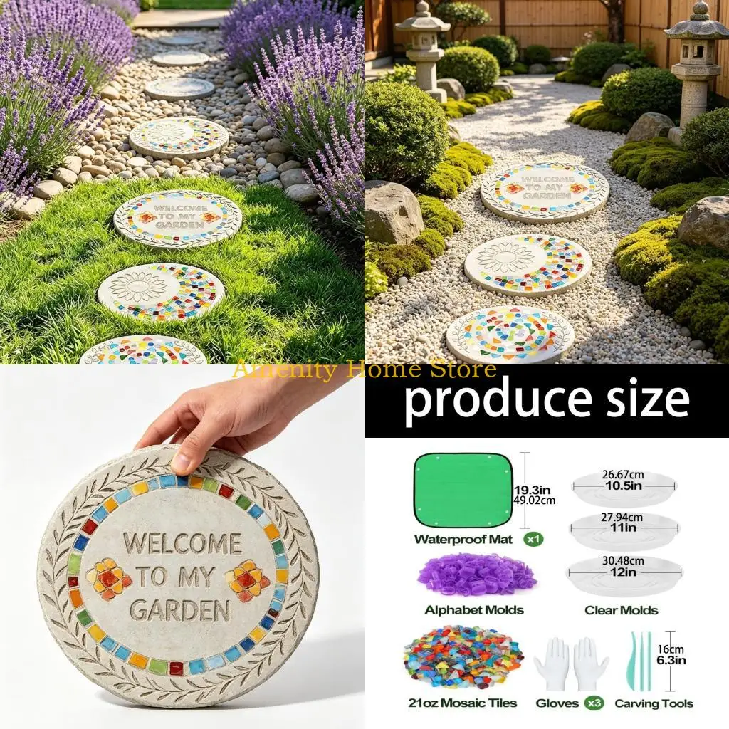 F26C Plastic Garden Stepping Stone Mold Creative Paths Maker Set For Outdoor Yard