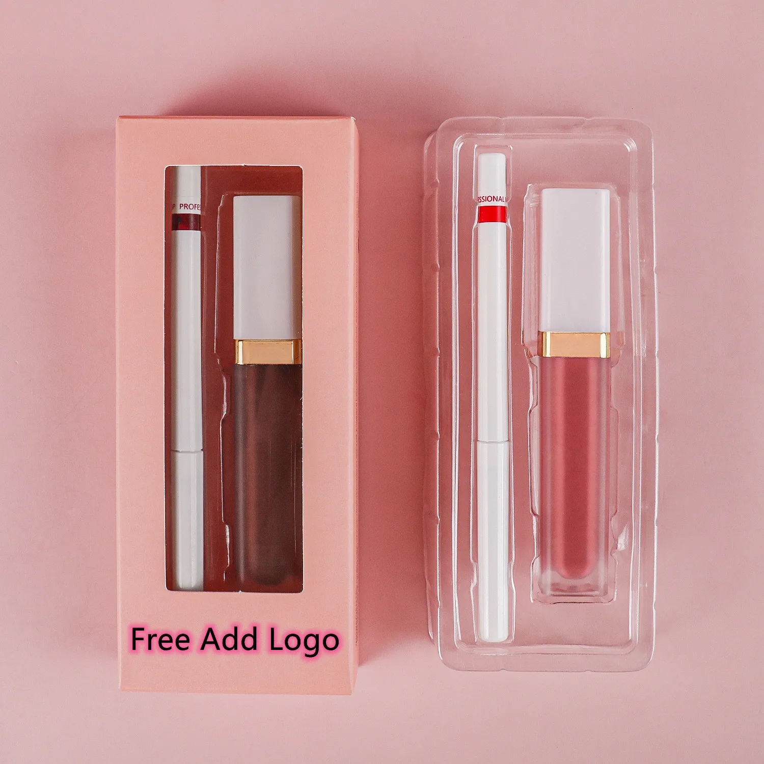 Liquid Lipstick Lip Liner Pencil Wholesale No Label Wholesale Cosmetics Creamy Matte Nude Lip Liner Lipgloss Kit Vegan 10sets