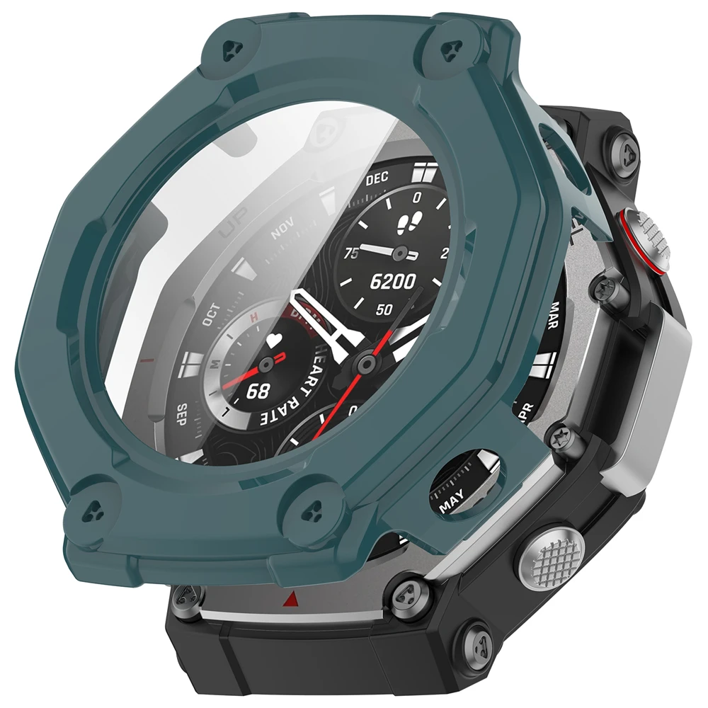 زجاج مقسى + حافظة لهاتف Huami Amazfit T-REX 3 واقي شاشة صلب من البولي كربونات