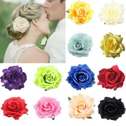 Rose Flower Hair Clips Fashion Fluffy Rose Aalligator Clip Backing Brooch Pins Accessories For Women Girl Bridal