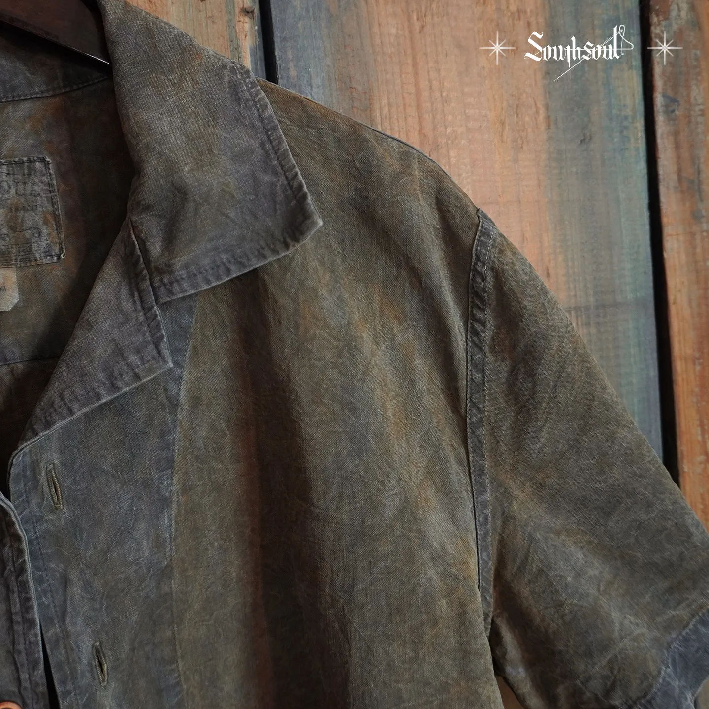American Retro Heavy Cotton Plant Dyed Men's Shirt Rust Dyed Onion Peel Persimmon Dyed Short-Sleeved Shirt