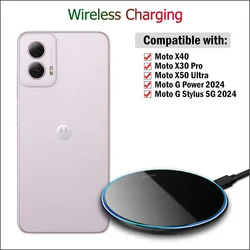 15W Fast Wireless Charger for Motorola Moto G Stylus 5G 2024/Moto G Power 2024/Moto X50 Ultra/X40/X30 Pro Wireless Charging Pad