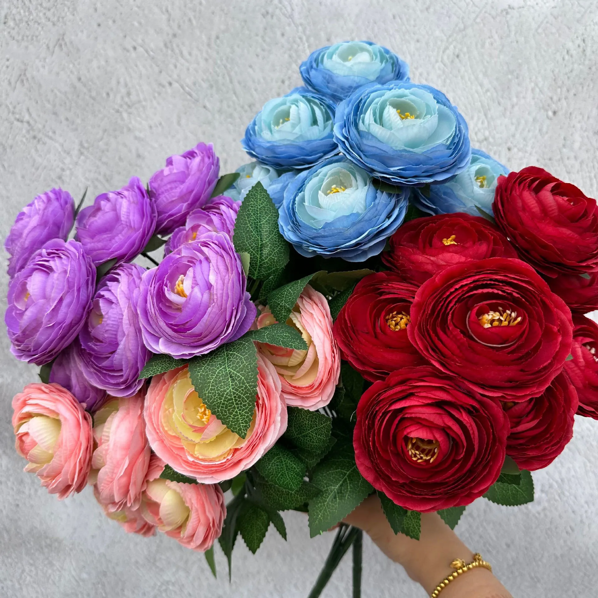 9-Köpfiger Strauß Künstliche Eustoma-Blumen, Exquisite Blumendekoration für Heimdekoration, Hochzeitsarrangements, Party-Hintergrund – Detail 1