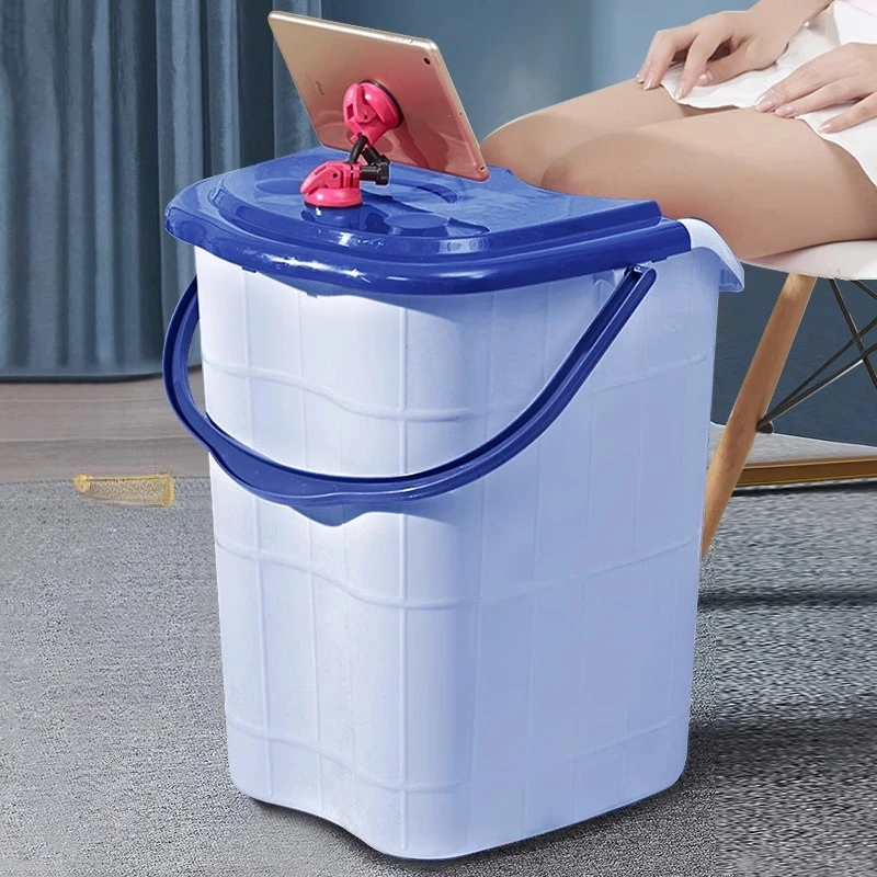 

Extra Deep Foot Soaking Tub Insulation Knee-High Spa Bath Basin Home Non-Electric Plastic Foot Soak Bucket with Handle