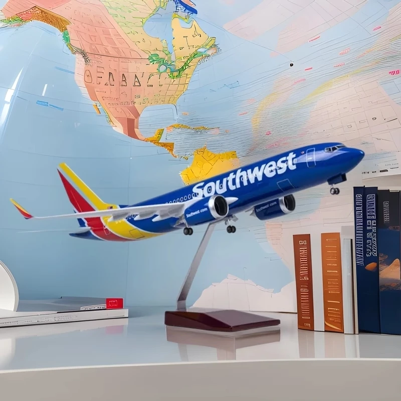 

1:85 Scale Model Airplane Toy Southwest Airlines B737 Plane Models Toy With Light And Wheels for Collected Gift By Aviation